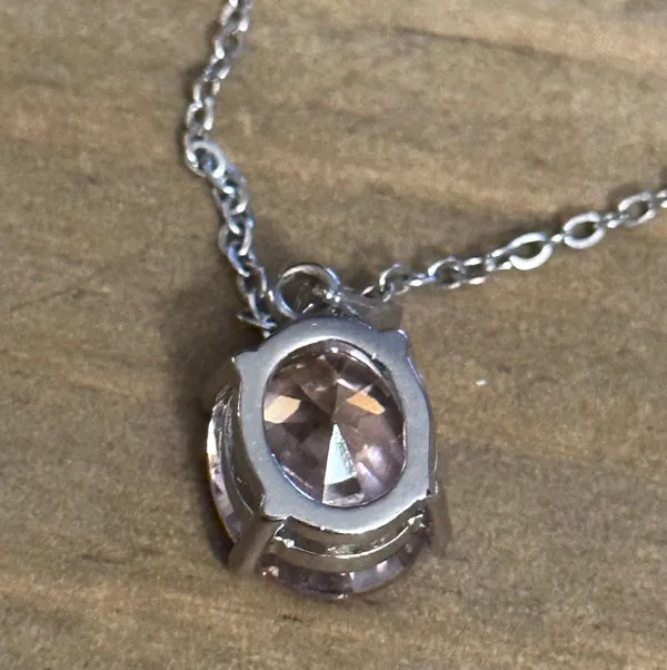 Pink CZ Pendant Necklace - Image 4