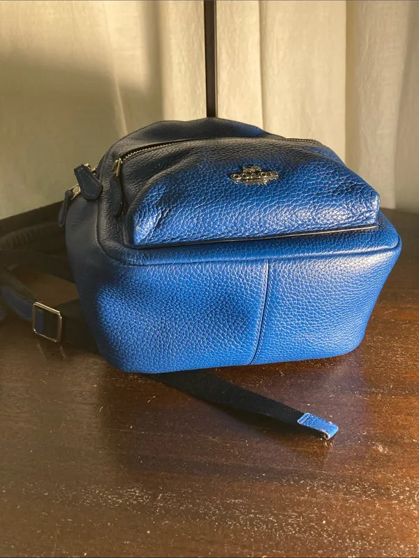 Coach Mini Pebbled Leather Backpack in Royal Blue - Image 4