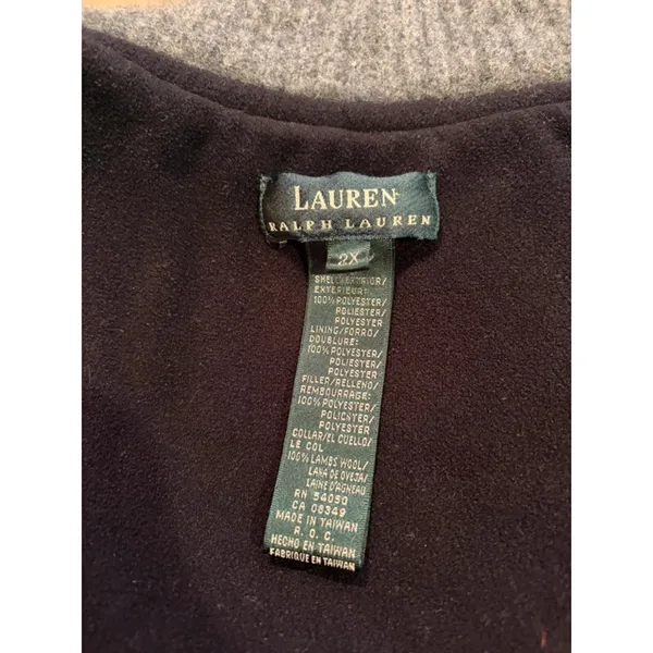 Lauren Ralph Lauren Gray Fleece Vest Womens 2X Full Zip Sherpa Cozy Quiet Luxury - Image 10