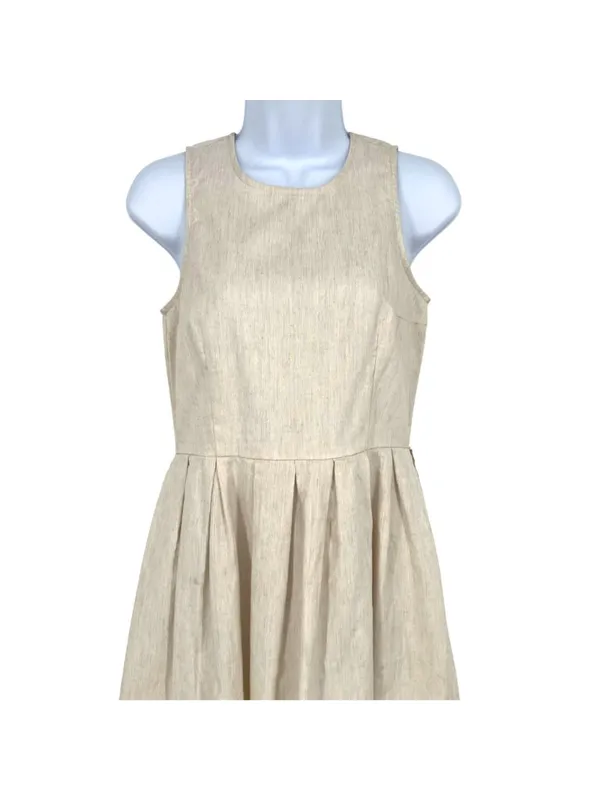 Gap Coastal Preppy Linen Blend Sleeveless A-Line Dress Size 0 Beige Yellow - Image 2