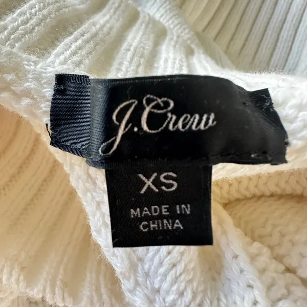 J.Crew XS Sweater Mockneck center cable-knit Ivory Fisherman Sweater 100% Cotton - Image 5