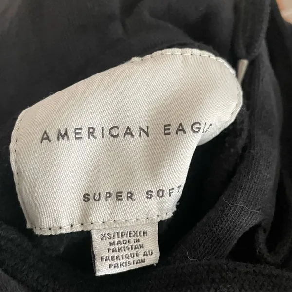 𝅺American Eagle Black‎ Soft Graphic Hoodie Sweater sz xs - Image 2