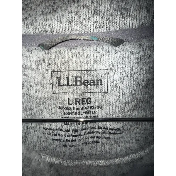 LL Bean‎ Women's 1/4 Snap Sweater Knit Fleece Pullover Gray Size Large 292726 - Image 3
