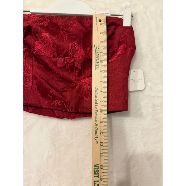 Altar'd State NWT Red Floral Brocade Corset Tube Top Strapless Small Holiday - Image 4