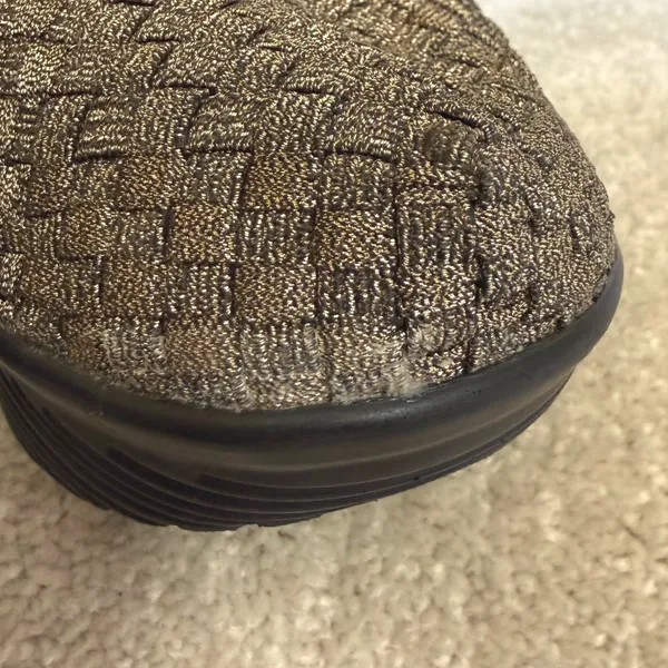 St. John's Bay Bronze Metallic Woven Elastic Mary Jane Wedge Shoes Size 10‎ - Image 7