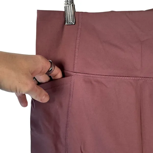 Yvette High Waist Leggings Workout Yoga Pants Pockets XL Mauve‎ Purple - Image 9