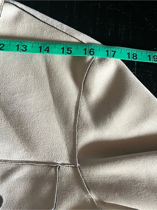 ZARA Women's Beige Faux Suede Contrast Piped Jacket Size S - Image 6