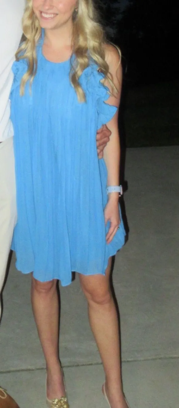 Blue Ruffle Open Back Mini Dress  - Image 3