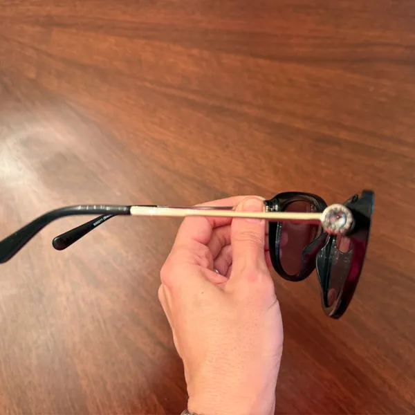 Coach Designer Women's Black Sunglasses with Gradient Gray Lenses and Gemstones - Image 4