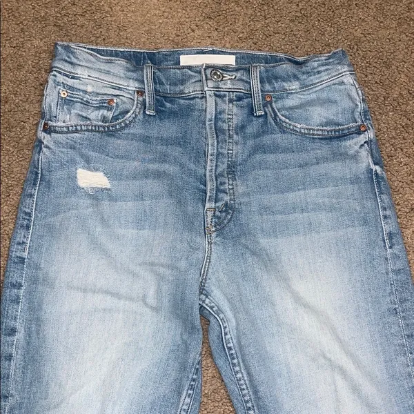 Mother Superior Tomcat Distressed High Rise Jeans The‎ Confession Light Blue 28 - Image 6