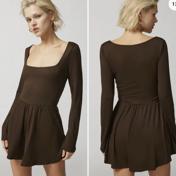 Urban Outfitters Savannah Long Sleeve Knit Romper Brown XL - Image 2
