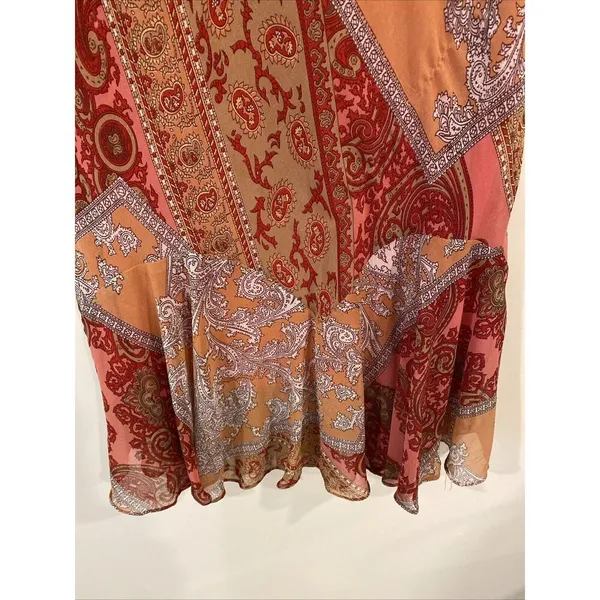 Vintage Zero Zero Womens Skirt Large Red Paisley Fairy Prairie Cottagecore Boho - Image 2
