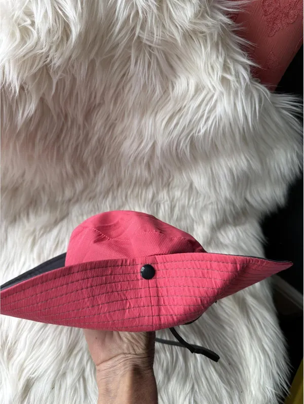 Sun Shade Wide Brim Outdoor Hat - Red and Gray - Image 5