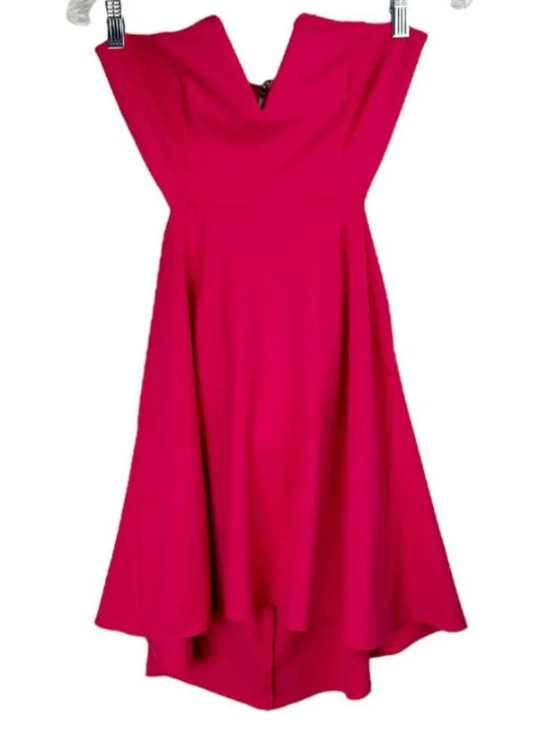 Revolve NBD X NAVEN Bright Barbie Pink Boned Bodice V Cut Mini Dress Sz Medium - Image 3