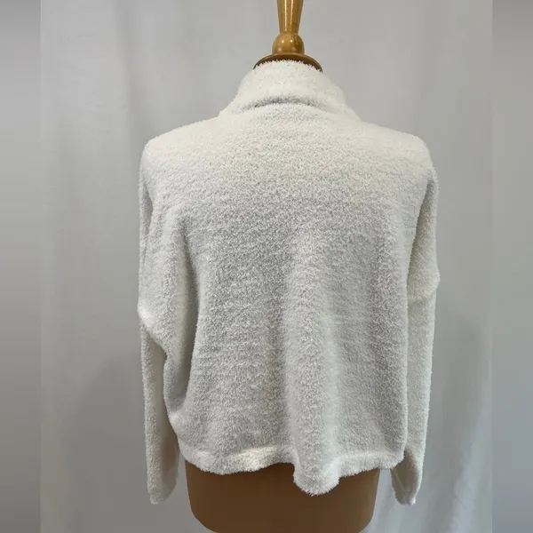 RDI Women's Large 1/2 Zip Pullover‎ Top White Cozy Long Sleeve Athleisure Sporty - Image 4