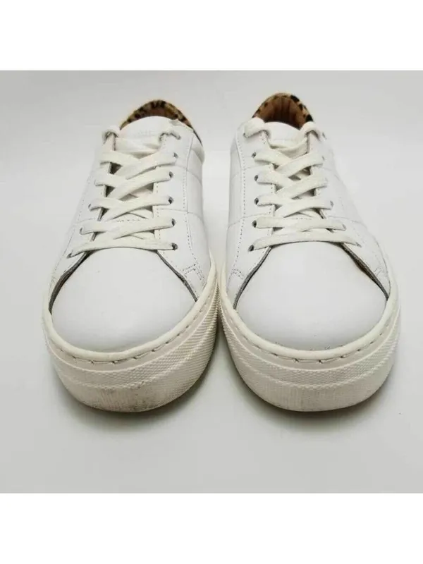 Skechers Womens White Leather Platform Lace Up Sneakers With Animal Print Sz 7.5 - Image 3
