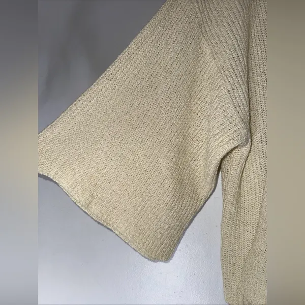 Anthropologie Cardigan Sweater Cream Open Front Half Sleeve‎ One Size - Image 5
