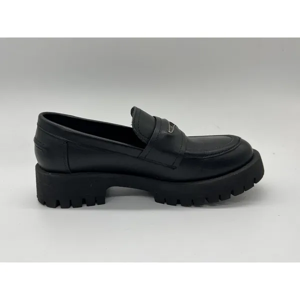 Steve Madden Shoes Womens Size 7 Black Leather Lawrance Loafers Chunky Lug Sole - Image 5