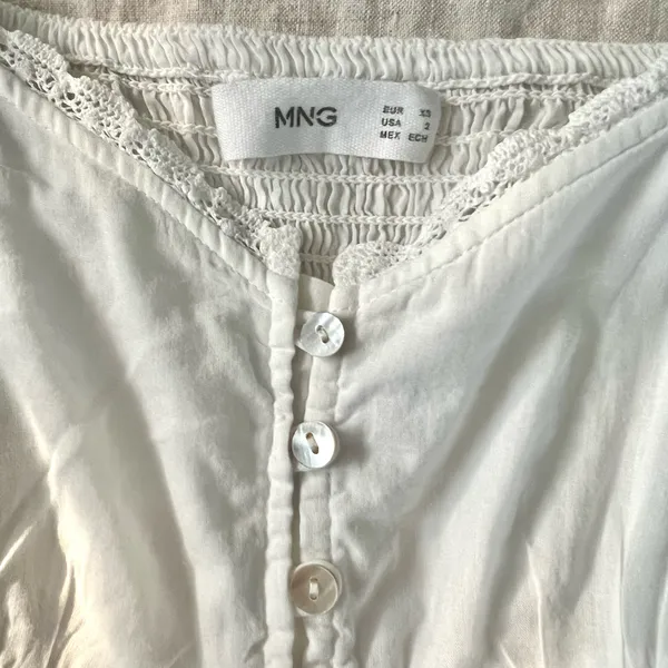 Mango White Cotton Tiered Dress - Image 6