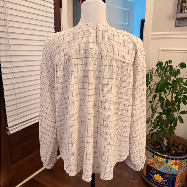 Madewell EUC Oversized Meadow Shirt in Windowpane Long Sleeve Button Up Blouse - Image 4