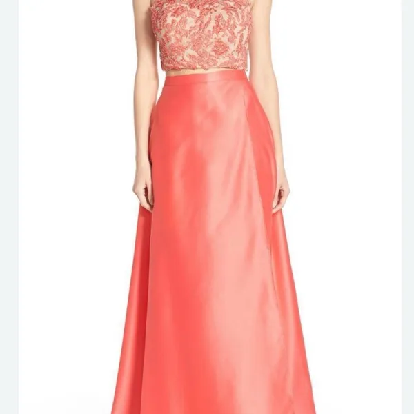 Xscape Vibrant Coral A-Line Skirt - Image 2