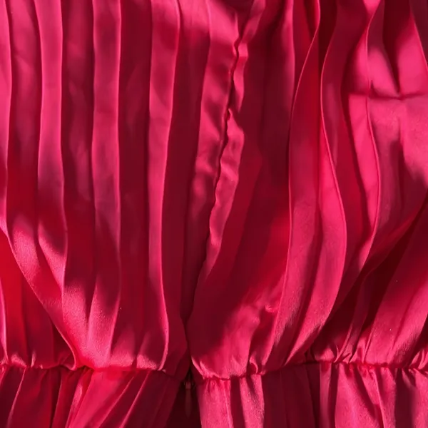 Sincerely Jules satin Deep V Neck Accordion Pleated Hot Pink Satin Dress Xs - Image 12