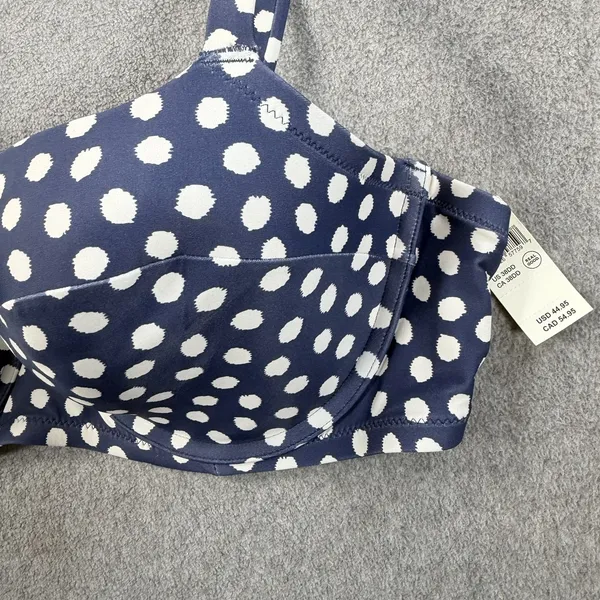 Aerie Women's 38DD Navy Blue Polka Dot Lightly Lined Underwire Bikini Swim Top - Image 2