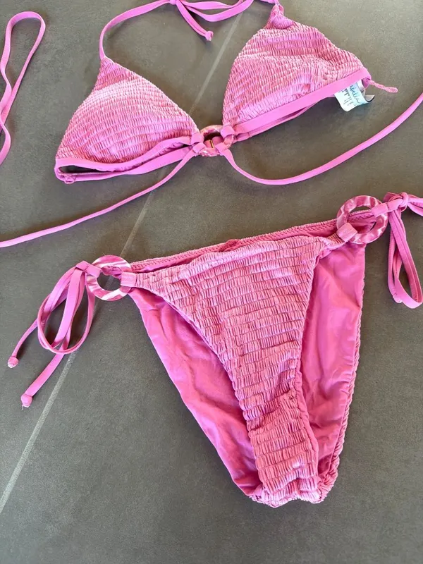 Isabella Rose Smocked Bikini Set Pink Womens Size Large - Image 3
