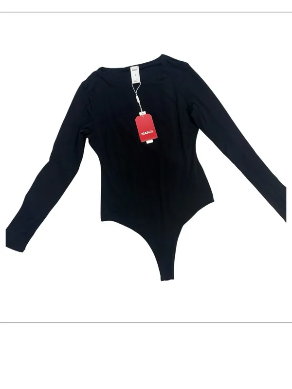 Classic Black Long-Sleeve Boatneck Bodysuit - Image 2