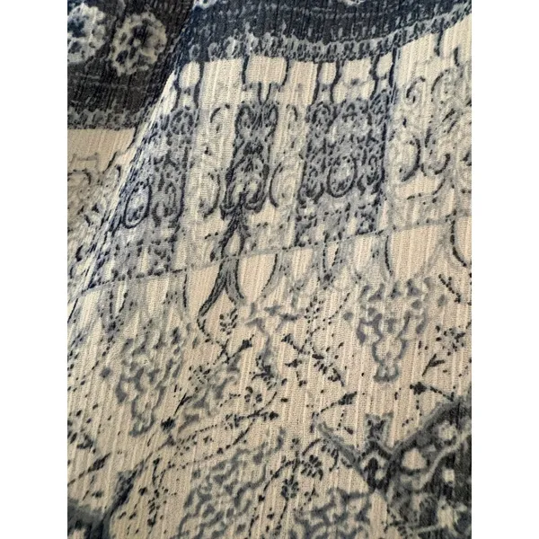 Abercrombie & Fitch Maxi Skirt Medium Blue White Boho Tile Print Elastic Waist - Image 5