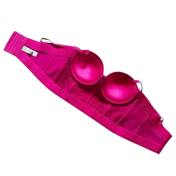 Hot Pink Sequin Beaded Bustier Crop Top Medium 38C Pink - Image 8