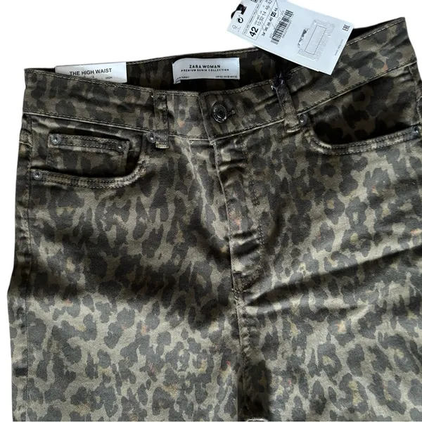 Zara High Waisted Leopard Print Slim Fit Skinny Leg Ankle Jean 10X27 Mob Life - Image 6