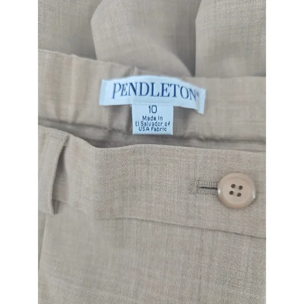 Pendleton Trousers Womens 10 Tan Wool Blend Straight Leg Mid Rise Dress Pants‎ - Image 4