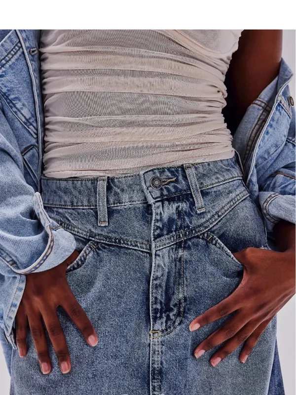 We The Free ( Free people)High-Waist Long Denim Skirt in Blue size 6 - Image 2