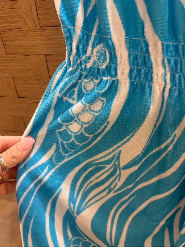 Lilly Pulitzer Blue Wave-Print Women's Swim Cover-Up Dress Small EUC - Image 4
