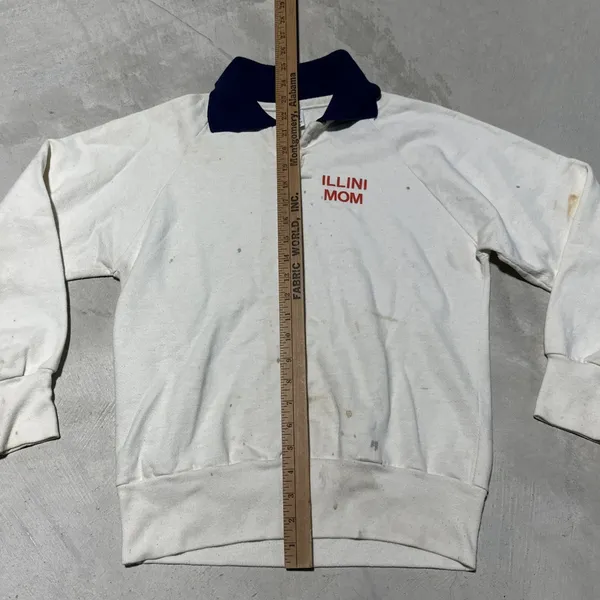 Vintage Illinois Illini Mom Women's Sweatshirt Polo 1980's SZ Medium Distressed - Image 7