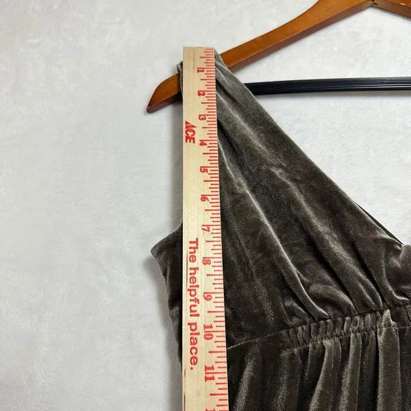 Old‎ Navy XS Muted Brown Velvet Mini Dress Empire Sleeveless Retro Babydoll Y2K - Image 6