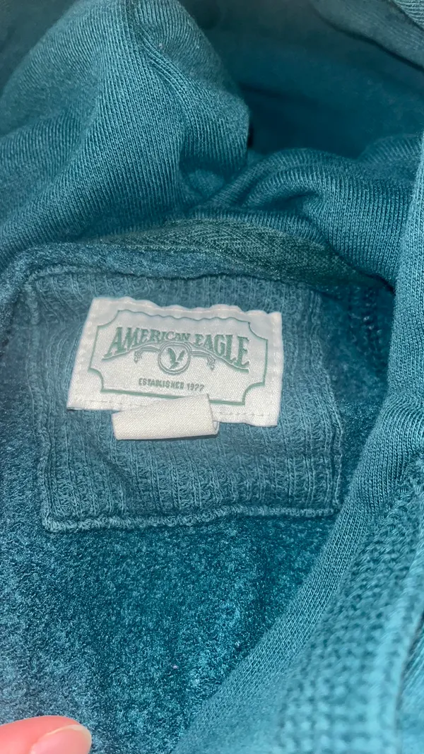 Dark Green Oversized American Eagle Hoodie - Image 3