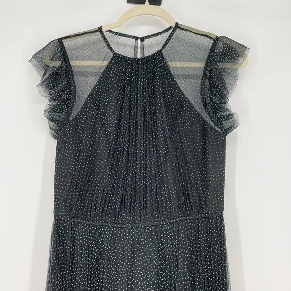 NWT Jill Stuart Black Polka Dot Tulle Maxi Dress Sz‎ 6 Flutter Formal - Image 5