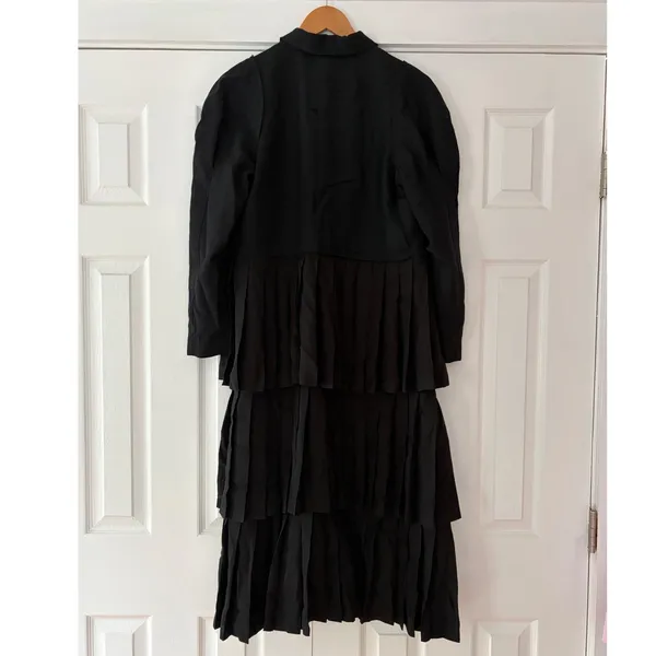 RE;CODE Black Tiered Pleated Blazer Dress‎ Limited Edition 7/7 Wool Blend Small - Image 2
