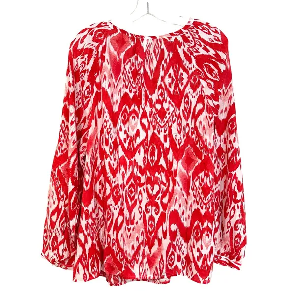Chico's Popover Ikat Flare Top Women's 3 XL‎ Scarlet Boho Hippie Classic Fairy - Image 8