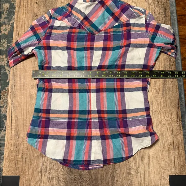 American Eagle Plaid Snap Button Shirt Size Small Cotton - Image 5