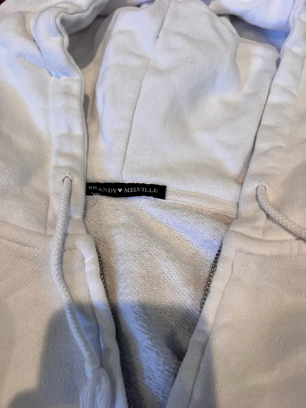White brandy Melville cropped zip up hoodie - Image 2