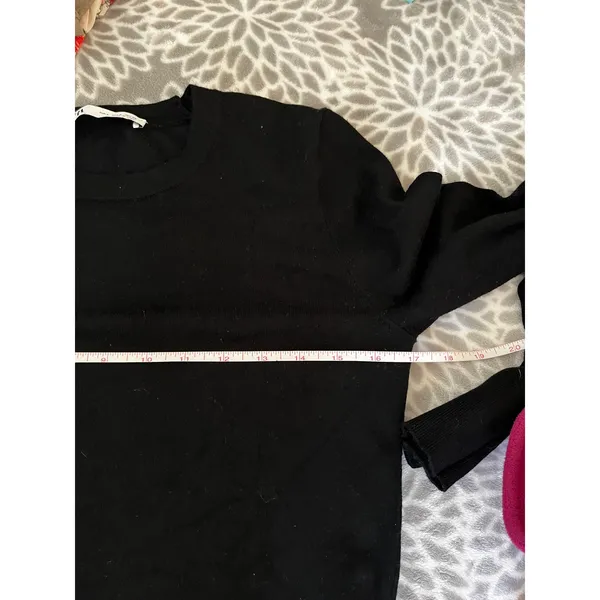 Zara Black Crew Neck Sweater Small Pullover Office Chic Minimalist Preppy Basic - Image 5