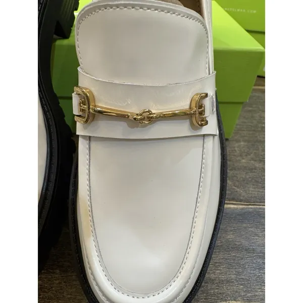 Sam Edelman Womens Tully White Shiny Box Size 8.5‎ Lug Sole Equestrian - Image 3