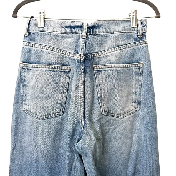 ZARA Faded High Waist Straight‎ Fit Denim Sz 4 - Image 3