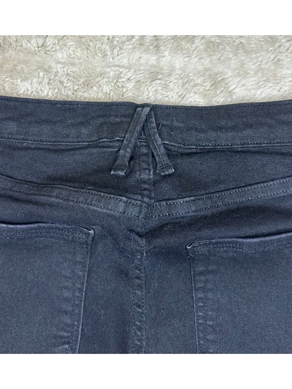 Good American Good Legs black mid-rise coated straight stretch denim jeans 0/25 - Image 8