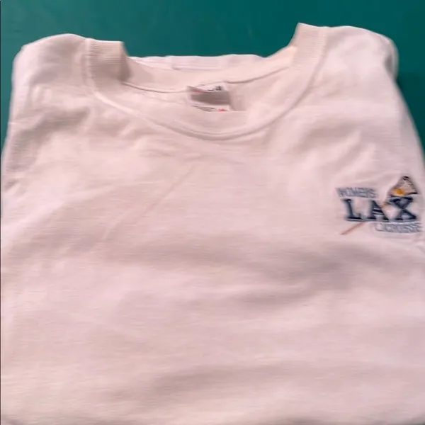 Anvil Unisex Womwns White T-Shirt with embroidery LAX lacrosse Logo - Image 5