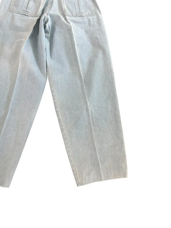 Lizwear Light Wash Pleated Belted Wide Leg Jeans Barrel Trouser Size 10 Women's - Image 12