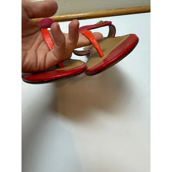 Tory Burch Pink Orange Kira Thong Sandals Sz. 7 - Image 4